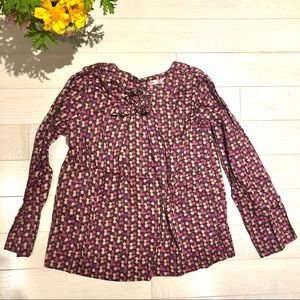 Super cute brown and pink French cotton blouse